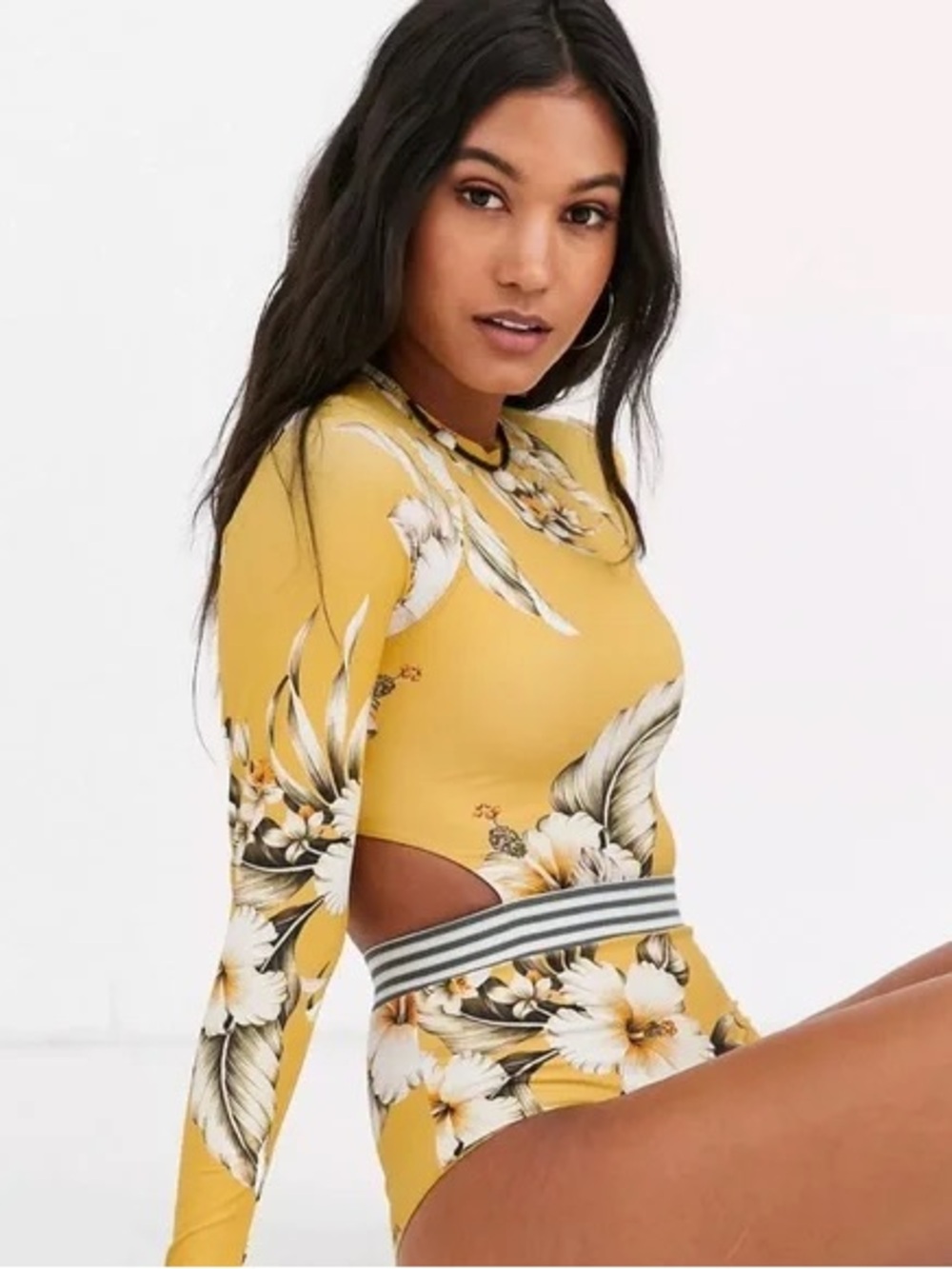 Rip Curl Mustard Floral Long-Sleeve One-Piece Swimsuit - Picture 3 of 3